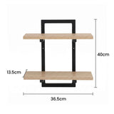 Artiss Set of 2 Floating Wall Shelf 2-Tier Wall-Mounted Display Ledge Wood & Metal