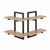 Artiss Set of 2 Floating Wall Shelf 2-Tier Wall-Mounted Display Ledge Wood & Metal