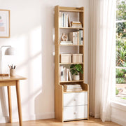 Artiss 6 Tiers Bookshelf with 2 Drawer Storage Shelf Pine