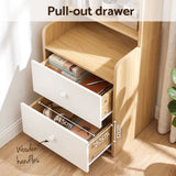 Artiss 6 Tiers Bookshelf with 2 Drawer Storage Shelf Pine