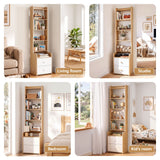 Artiss 6 Tiers Bookshelf with 2 Drawer Storage Shelf Pine