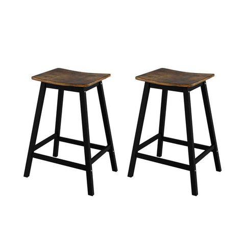 Artiss Bar Stools Set of 2 Kitchen Counter Stools Wooden Industrial Rustic Brown