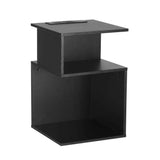 Artiss Bedside Table 2 Shelves S-Shaped Charging Station Black