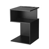 Artiss Bedside Table 2 Shelves S-Shaped Charging Station Black