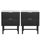 Artiss 2x Bedside Table 2 Drawers - Black