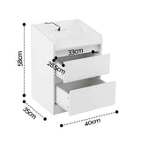 Artiss Bedside Table Nightstand with Charging Station 2 Drawers LED White