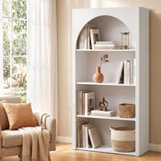 Artiss 4 Tier Bookshelf Arched Fluted Storage Display Cabinet Unit White