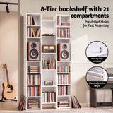 Artiss Bookshelf Display Shelves CD DVD Storage Rack Tall Bookcase White