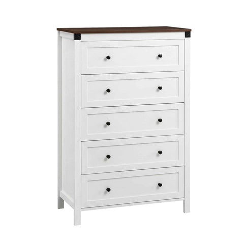 Artiss 5 Chest of Drawers Storage Tallboy White & Walnut