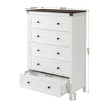 Artiss 5 Chest of Drawers Storage Tallboy White & Walnut