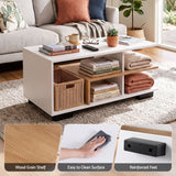 Artiss Coffee Table 90cm Center Table 3 Tier Open Storage Shelf Modern Living Room White & Wood