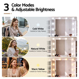 Artiss Dressing Table Vanity Desk LED Mirror Stool Set Charging Station Glass Top Rotating Shelf White In Australia - Darrahopens