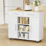 Artiss Kitchen Island Trolley Rolling Serving Cart Storage Drawer Cabinet 100cm White