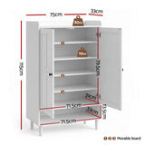 Artiss Shoe Rack Cabinet Storage Cupboard 3 Adjustable Shelves White