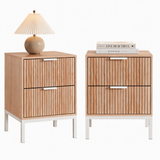 Artiss 2X Bedside Table 2 Drawers Storage Nightstand Cabinet Metal Legs Pine