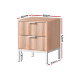 Artiss 2X Bedside Table 2 Drawers Storage Nightstand Cabinet Metal Legs Pine