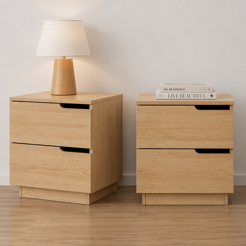 Artiss 2X Bedside Table 2 Drawers Nightstand Pine