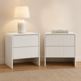 Artiss 2x Bedside Table 2 Drawers - Beige