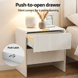 Artiss 2x Bedside Table 2 Drawers - Beige