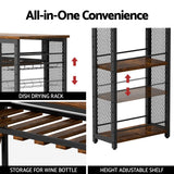 Artiss Industrial Bar Table with Wine Rack Built-in Cup Holder Extendable 140cm