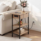 Artiss Coffee Table Side Bedside End Table Charging Station Flip-Top Storage 60cm Wood