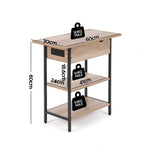 Artiss Coffee Table Side Bedside End Table Charging Station Flip-Top Storage 60cm Wood
