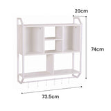 Artiss Floating Wall Shelf 6 Hooks Wall Mounted Storage Cubby Rack 73.5x74CM White In Australia - Darrahopens