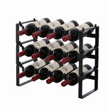 Artiss 3-Tier Wine Rack Metal Freestanding 12 Bottles Modular Countertop Wine Display Shelf Black In Australia - Darrahopens