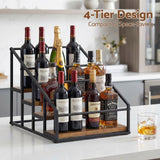Artiss 4-Tier Wine Rack Tabletop Countertop Wine Bottle Holder 16 Bottles Freestanding Black & Wood In Australia - Darrahopens
