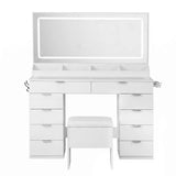 Artiss Dressing Table Makeup Vanity Desk Large LED Mirror 10 Drawers Power Outlet Hair Dryer Holder Hook White In Australia - Darrahopens