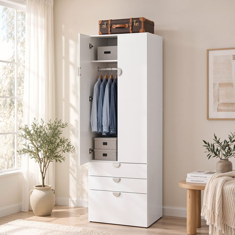 Artiss Wardrobe Cabinet Bedroom Clothes Storage Organiser Cupboard 3 Drawers Shelf Hanging Rod In Australia - Darrahopens