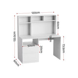 Artiss Computer Desk Office Study Desks Table Bookshelf Drawer White 120cm In Australia - Darrahopens
