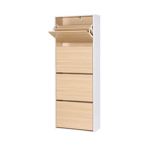 Artiss Shoe Rack Cabinet 24 Pairs Adjustable Shelf Pine