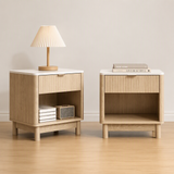 Artiss 2X Bedside Table Nightstand 1 Drawer Shelves Pine