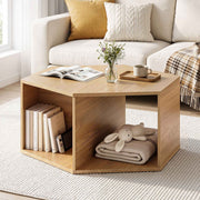 Artiss Coffee Table Hexagonal Center Table with Open Storage 2-Way Display Side Table Wood In Australia - Darrahopens