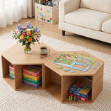Artiss Set of 2 Coffee Table Hexagonal Center Table with Open Storage 2-Way Display Side Table Wood In Australia - Darrahopens
