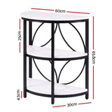 Artiss Semi-Circle End Table 3 Tier Coffee Table Side Nightstand Shelf Marble Effect White&Black