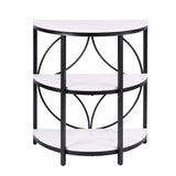 Artiss Semi-Circle End Table 3 Tier Coffee Table Side Nightstand Shelf Marble Effect White&Black