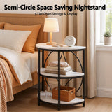 Artiss Semi-Circle End Table 3 Tier Coffee Table Side Nightstand Shelf Marble Effect White&Black