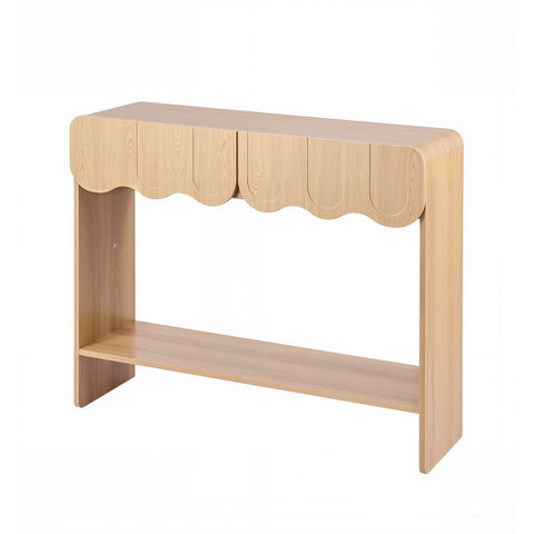 Artiss 2-Drawer Console Table, Scalloped Entryway Table with Safe Rounded Corners, 100 x 31 x 80 cm
