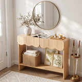 Artiss 2-Drawer Console Table, Scalloped Entryway Table with Safe Rounded Corners, 100 x 31 x 80 cm