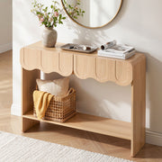 Artiss 2-Drawer Console Table, Scalloped Entryway Table with Safe Rounded Corners, 100 x 31 x 80 cm