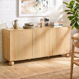 Artiss Buffet Sideboard Cabinet 2-Tier Fluted Kitchen Storage Ball Legs Pine