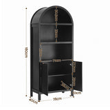 Artiss Buffet Sideboard Cabinet Pantry 180CM Arched Storage Bookshelf Black