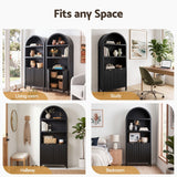 Artiss Buffet Sideboard Cabinet Pantry 180CM Arched Storage Bookshelf Black