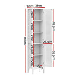 Artiss 2X Bathroom Storage Cabinet 160cm Tall Slim Floor Cupboard Toilet Glass Door White
