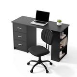 Artiss Office Desk & Chair Set 120cm Computer Desk with 3 Drawers & Open Shelves, Ergonomic Armless Office Chair with Wheels, Height Adjustable for Home Office Study In Australia - Darrahopens