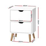 Artiss 2X Bedside Table 2 Drawers - BODEN White