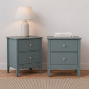 Artiss 2X Bedside Table 2 Drawers Bedroom Storage Nightstand Green