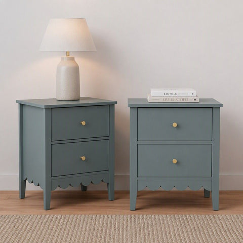 Artiss 2X Bedside Table 2 Drawers Bedroom Storage Nightstand Green
